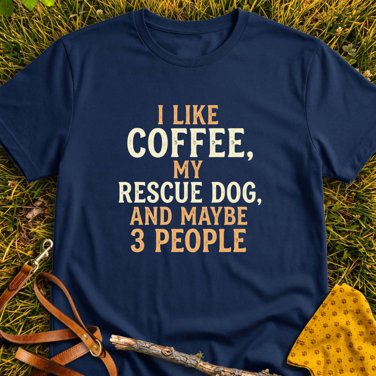 I Like Coffee T-shirt T-shirt in Navy - Furever Mode rescue dog tee