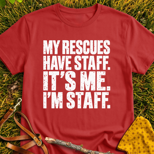 I'm Staff T-shirt T-shirt in Red - Furever Mode rescue dog tee