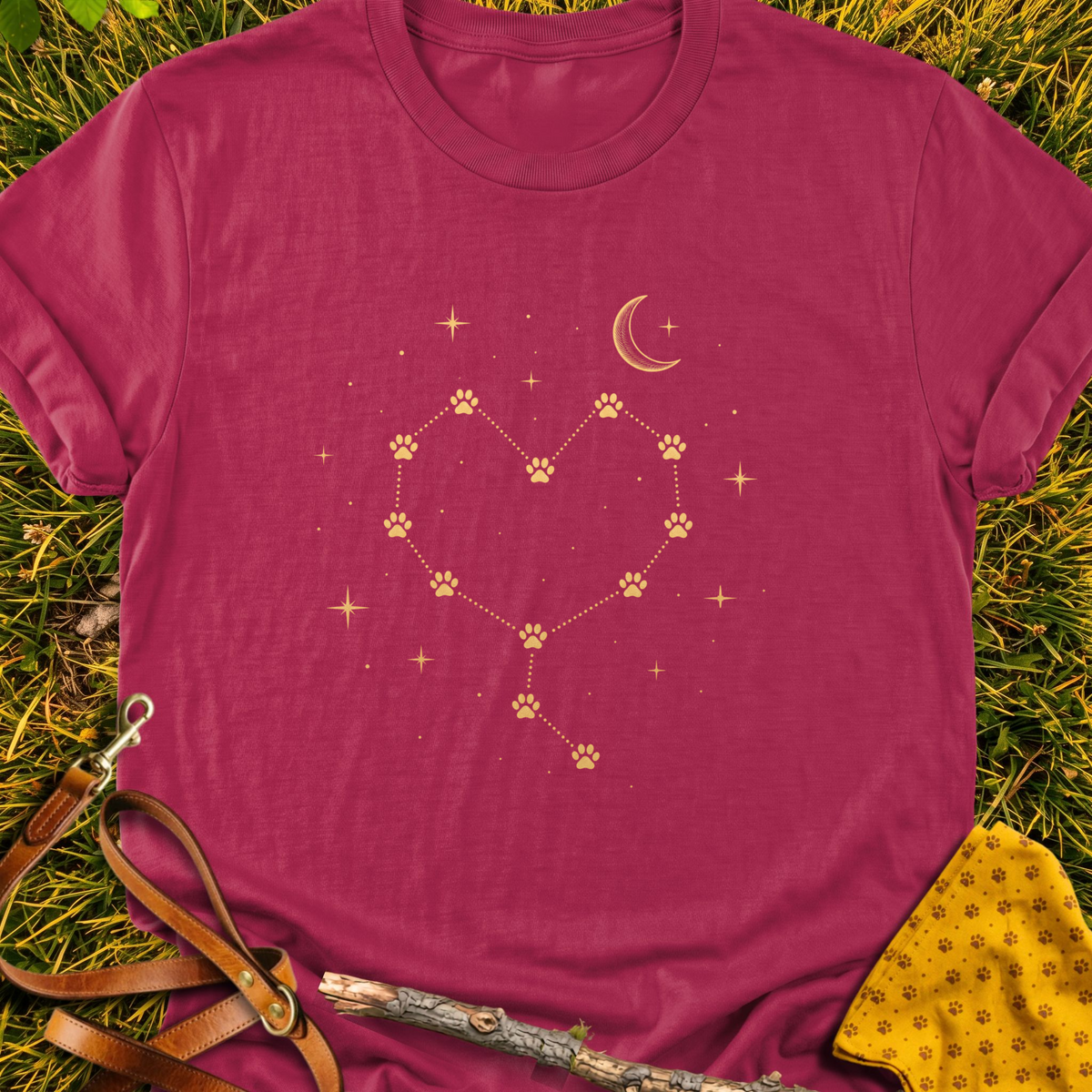 In the Stars T-shirt T-shirt in Cardinal Red - Furever Mode rescue dog tee