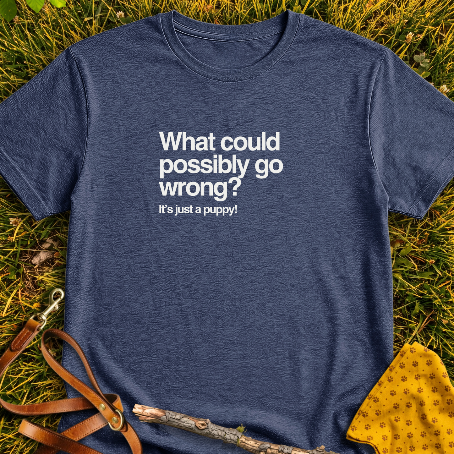 It's Just a Puppy T-shirt T-shirt in Heather Navy - Furever Mode rescue dog tee