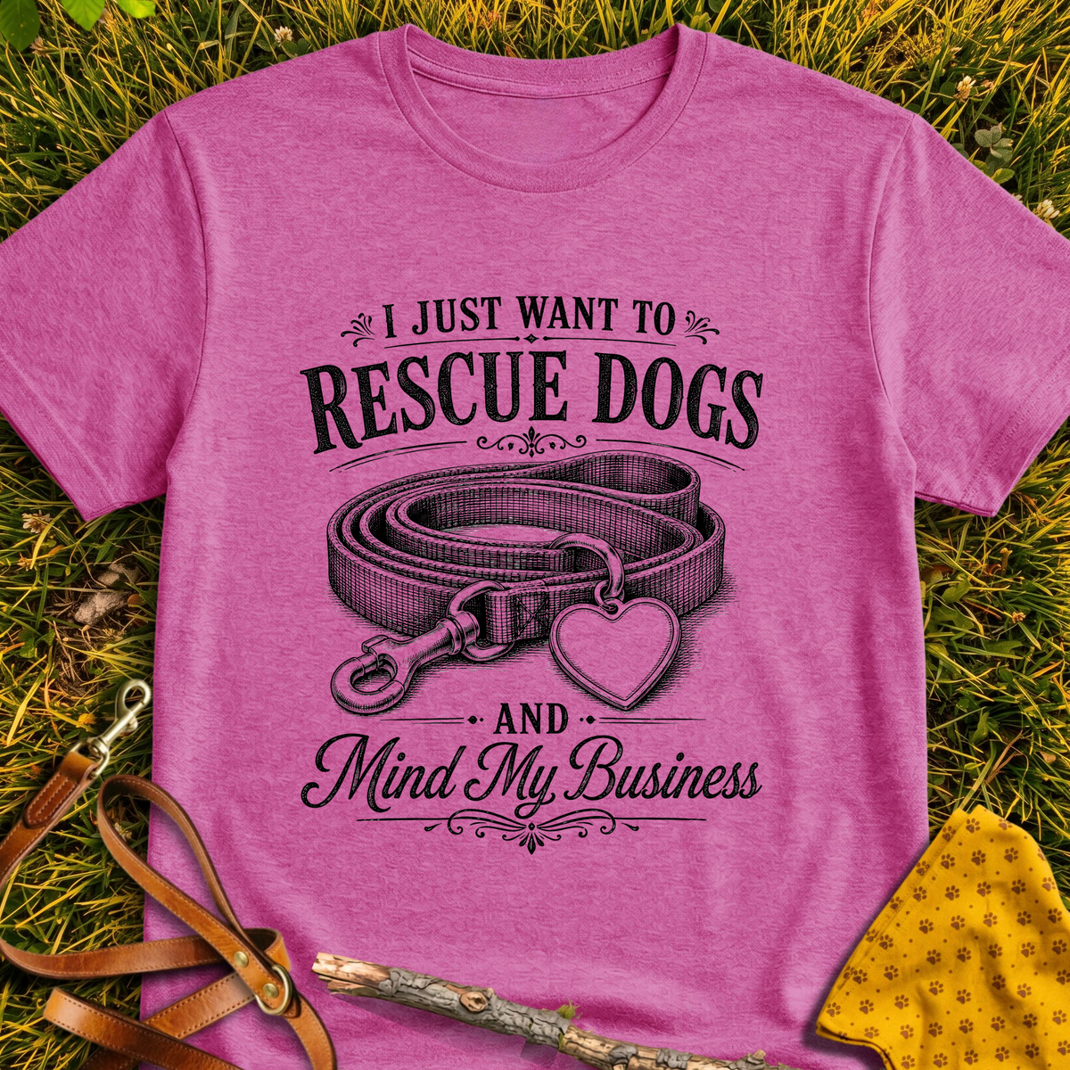 Just Want to Rescue T-shirt T-shirt in Heather Berry - Furever Mode rescue dog tee