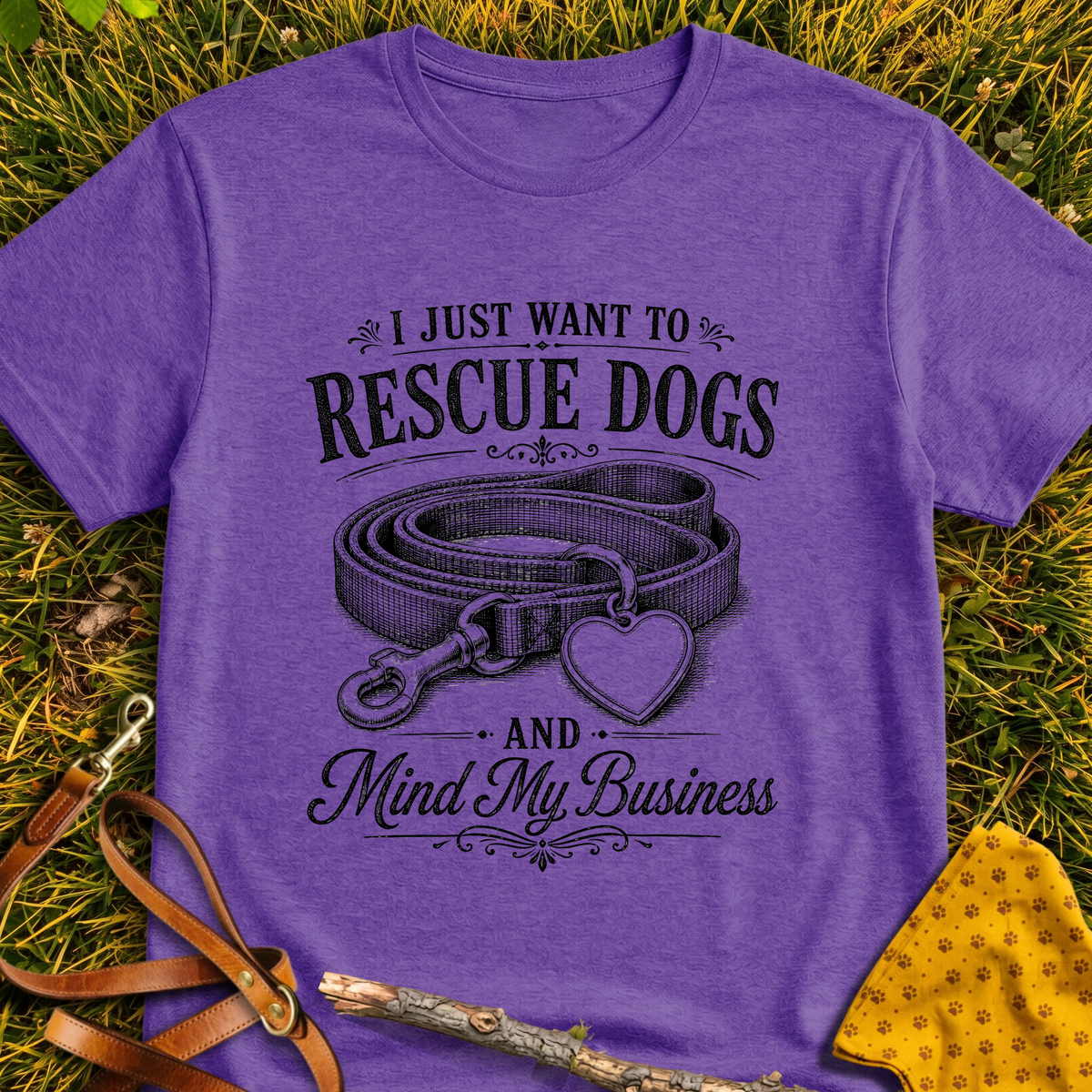 Just Want to Rescue T-shirt T-shirt in Heather Purple - Furever Mode rescue dog tee