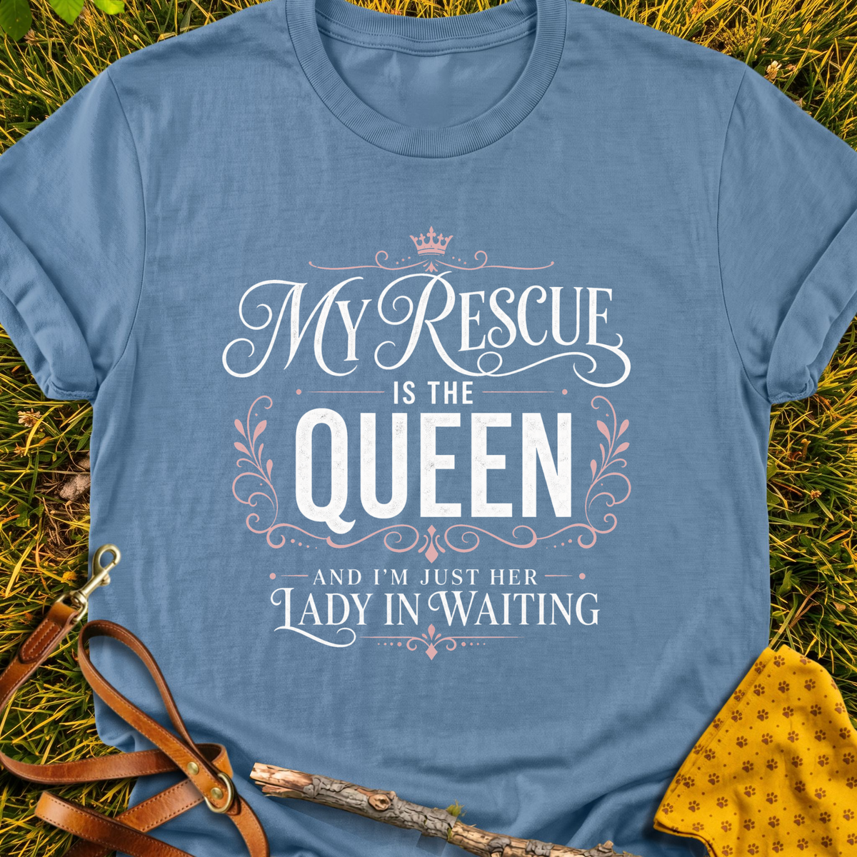 Lady in Waiting T-shirt T-shirt in Indigo Blue - Furever Mode rescue dog tee