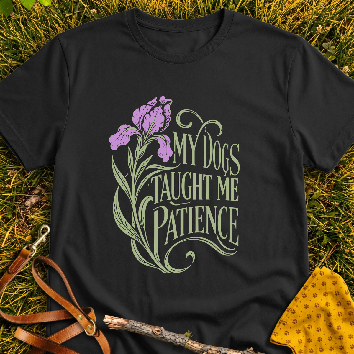 Learned Patience T-shirt T-shirt in Black - Furever Mode rescue dog tee