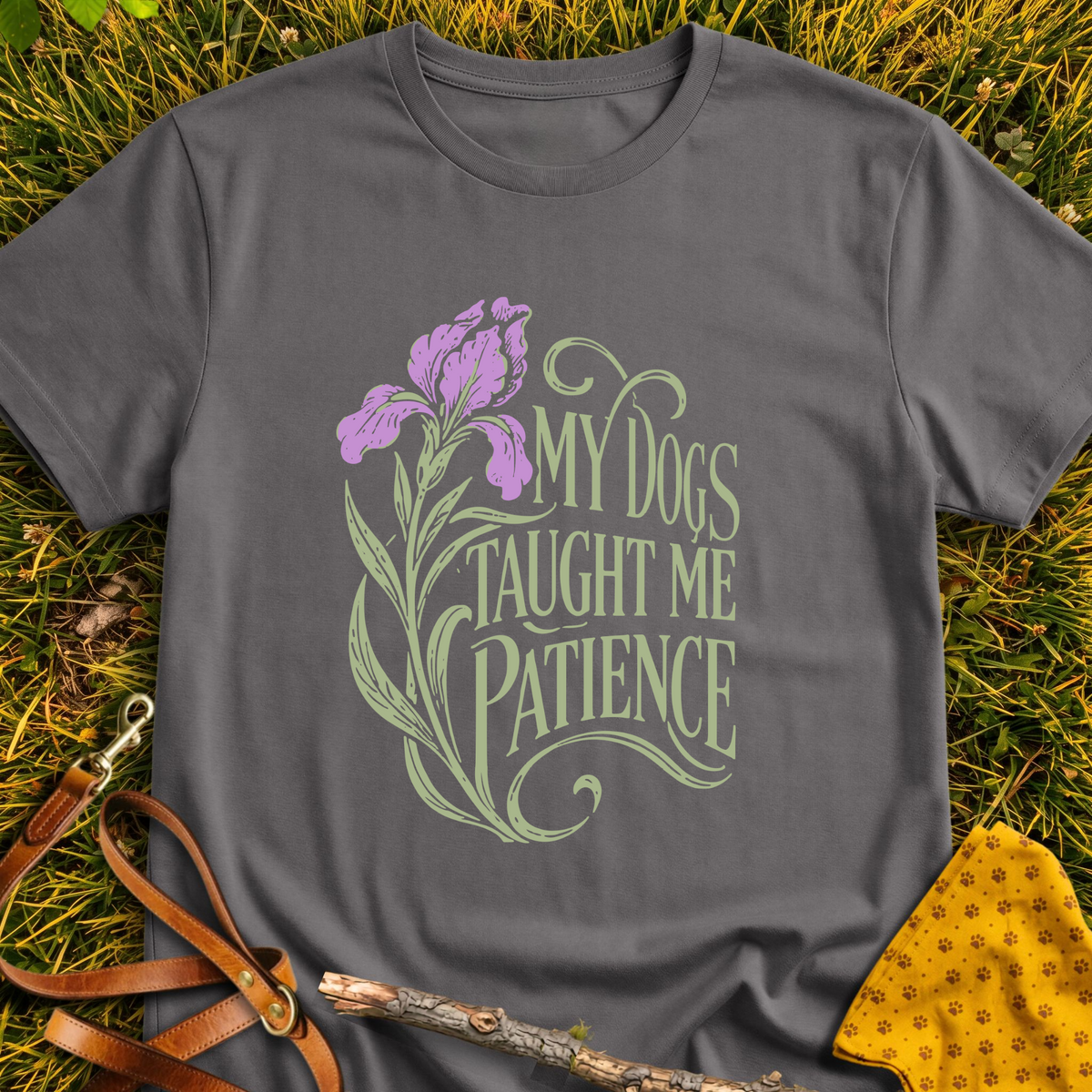 Learned Patience T-shirt T-shirt in Charcoal - Furever Mode rescue dog tee