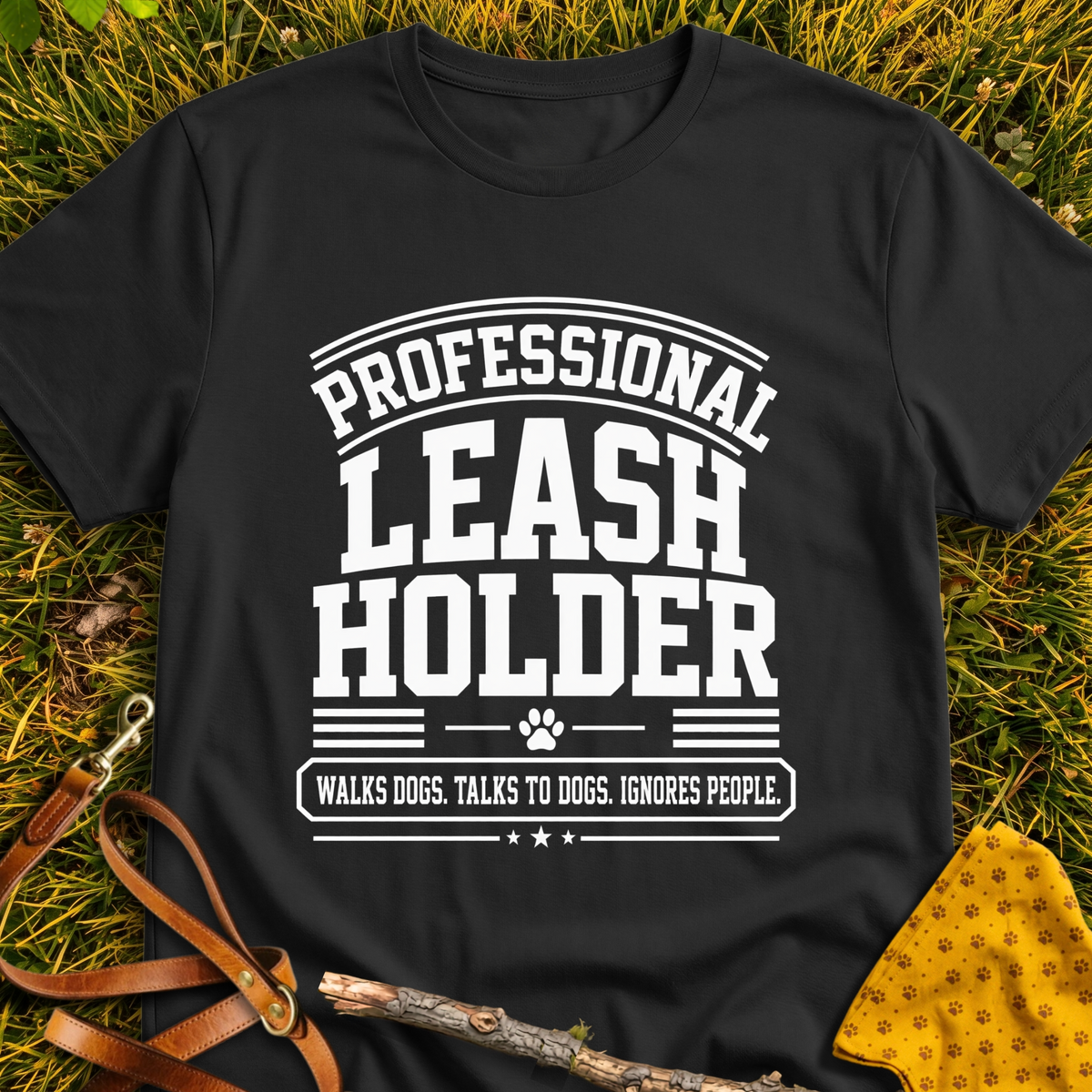 Leash Holder T-shirt T-shirt in Black - Furever Mode rescue dog tee