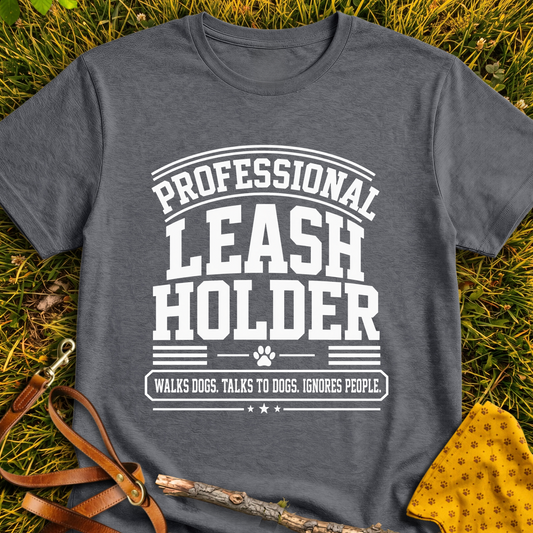 Leash Holder T-shirt T-shirt in Dark Heather - Furever Mode rescue dog tee