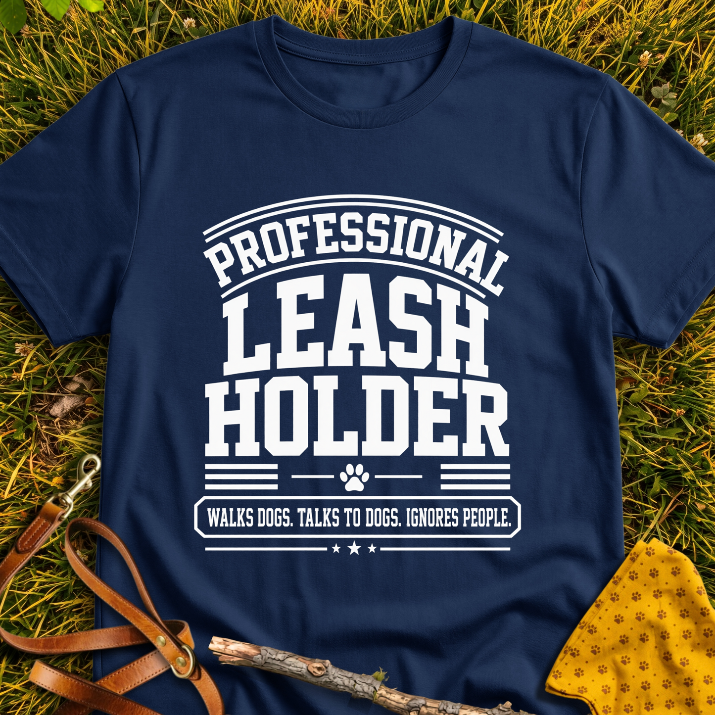 Leash Holder T-shirt T-shirt in Navy - Furever Mode rescue dog tee