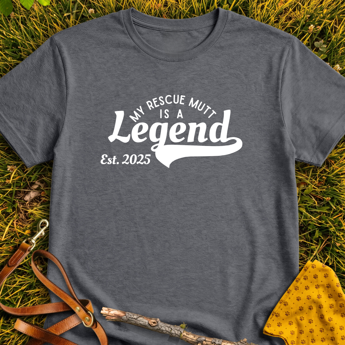 Legend Est. 2025 T-shirt T-shirt in Dark Heather - Furever Mode rescue dog tee
