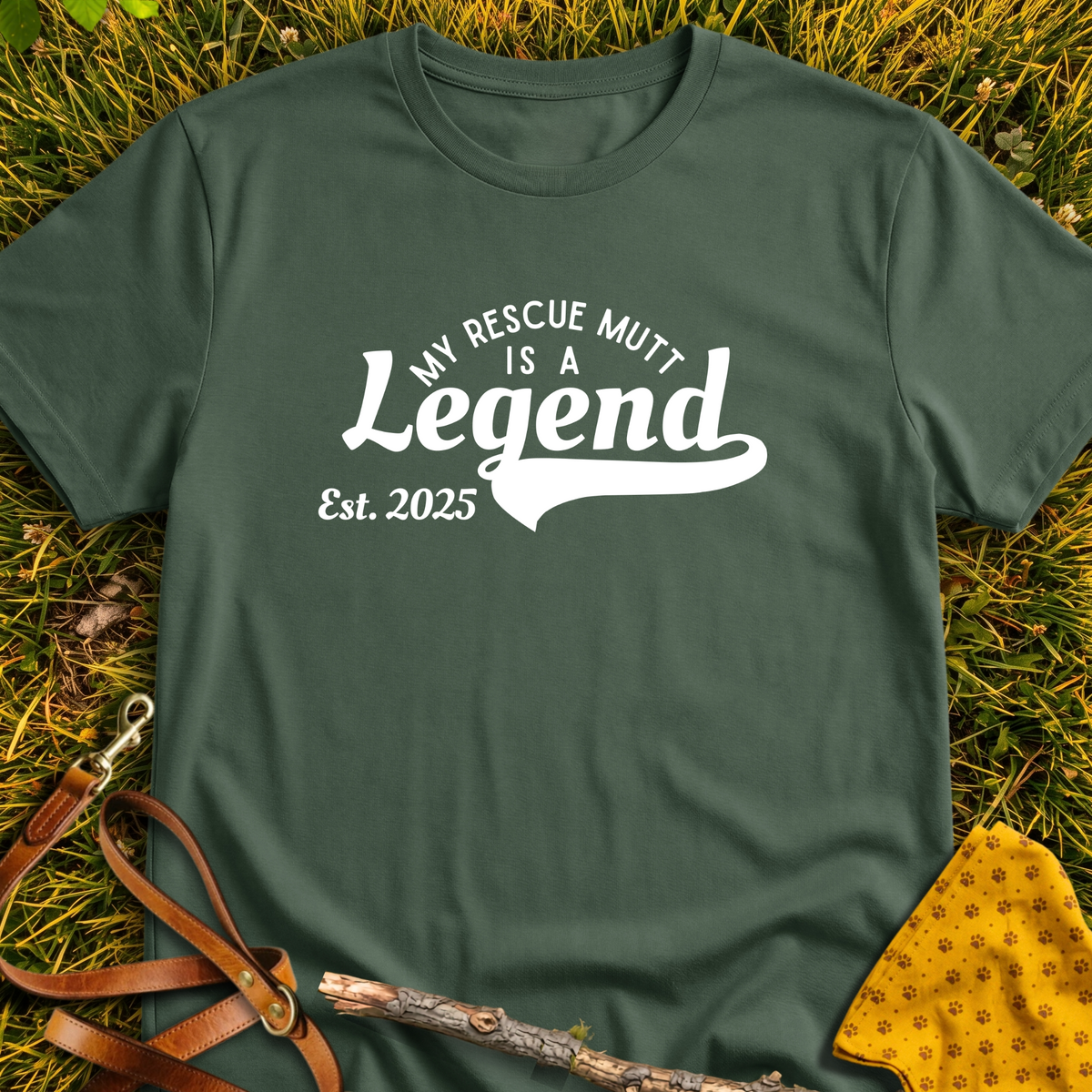Legend Est. 2025 T-shirt T-shirt in Military Green - Furever Mode rescue dog tee