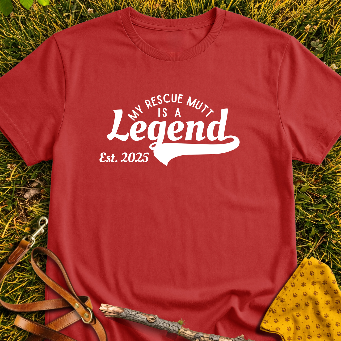 Legend Est. 2025 T-shirt T-shirt in Red - Furever Mode rescue dog tee