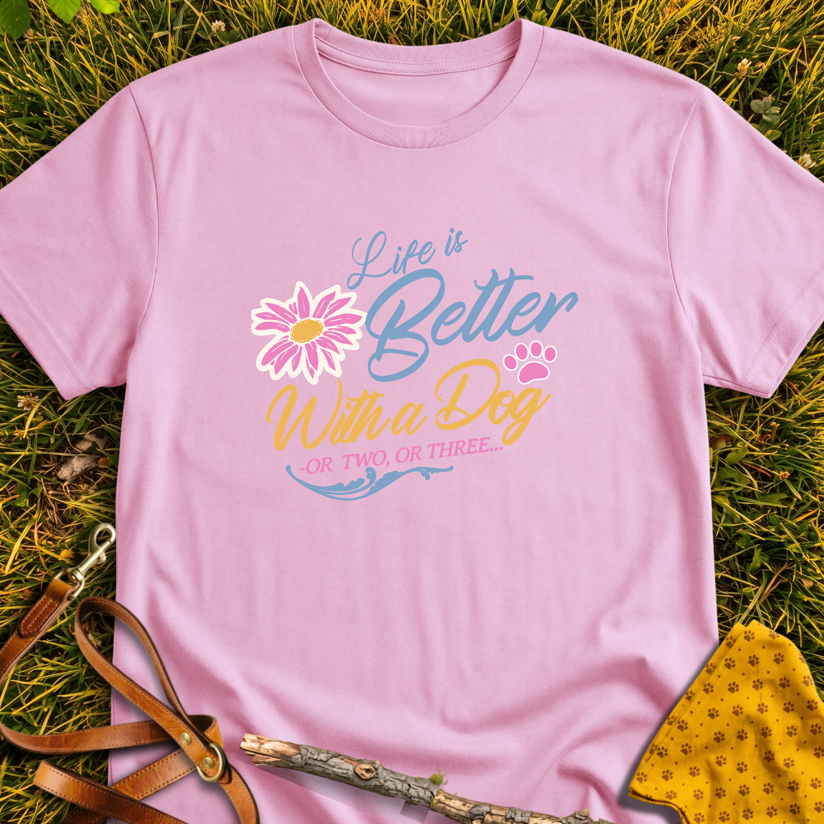Life is Better T-shirt in Light Pink - Furever Mode rescue dog tee