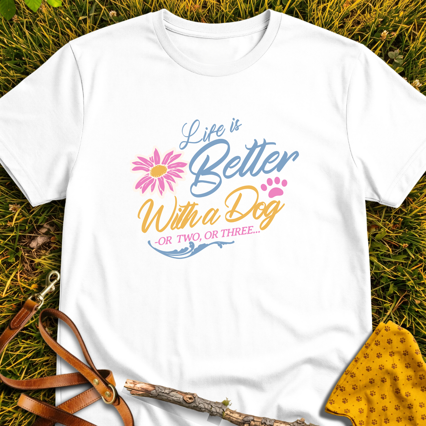 Life is Better T-shirt in White - Furever Mode rescue dog tee