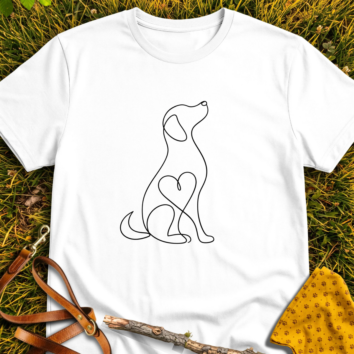 Line Dog T-shirt T-shirt in White - Furever Mode rescue dog tee