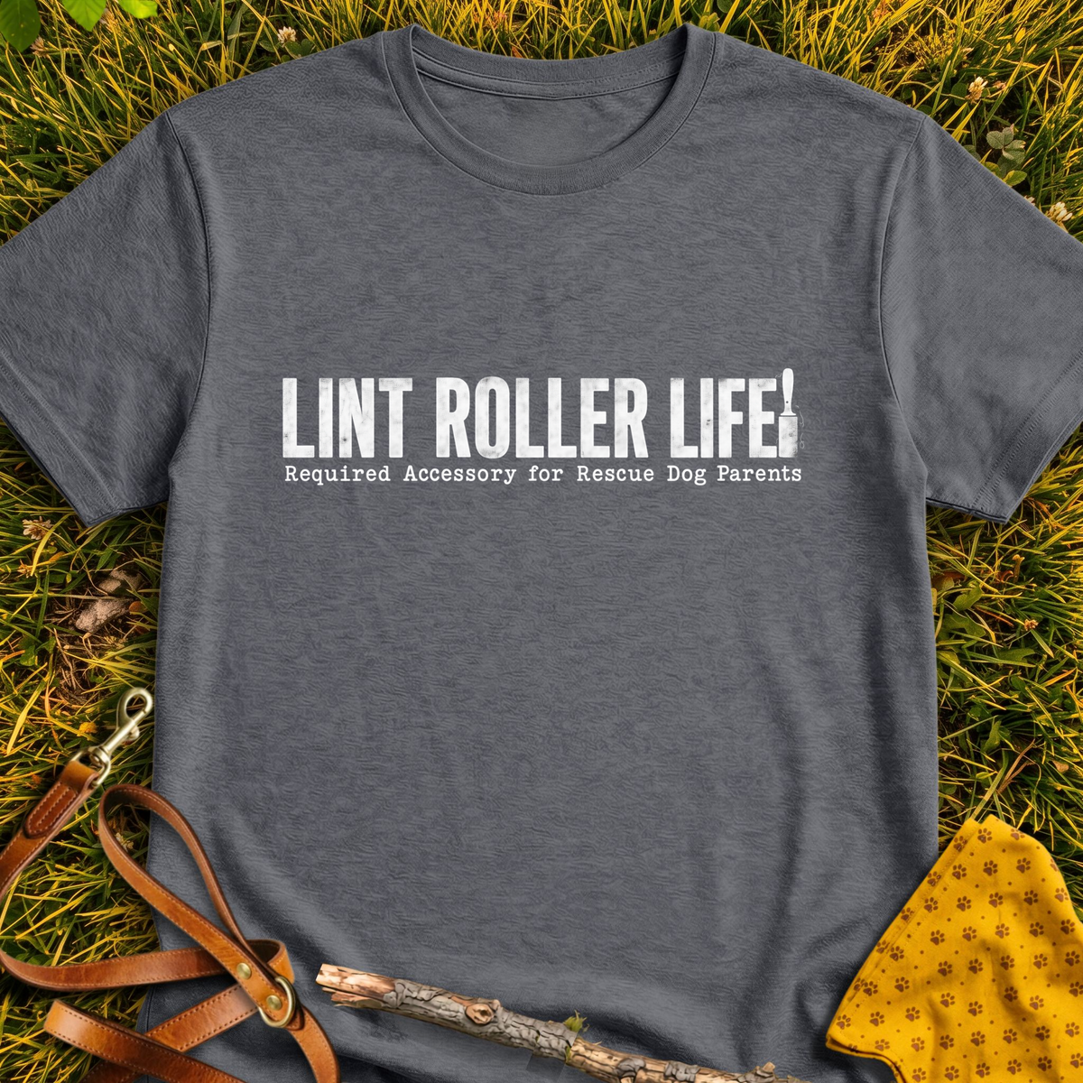 Lint Life T-shirt T-shirt in Dark Heather - Furever Mode rescue dog tee