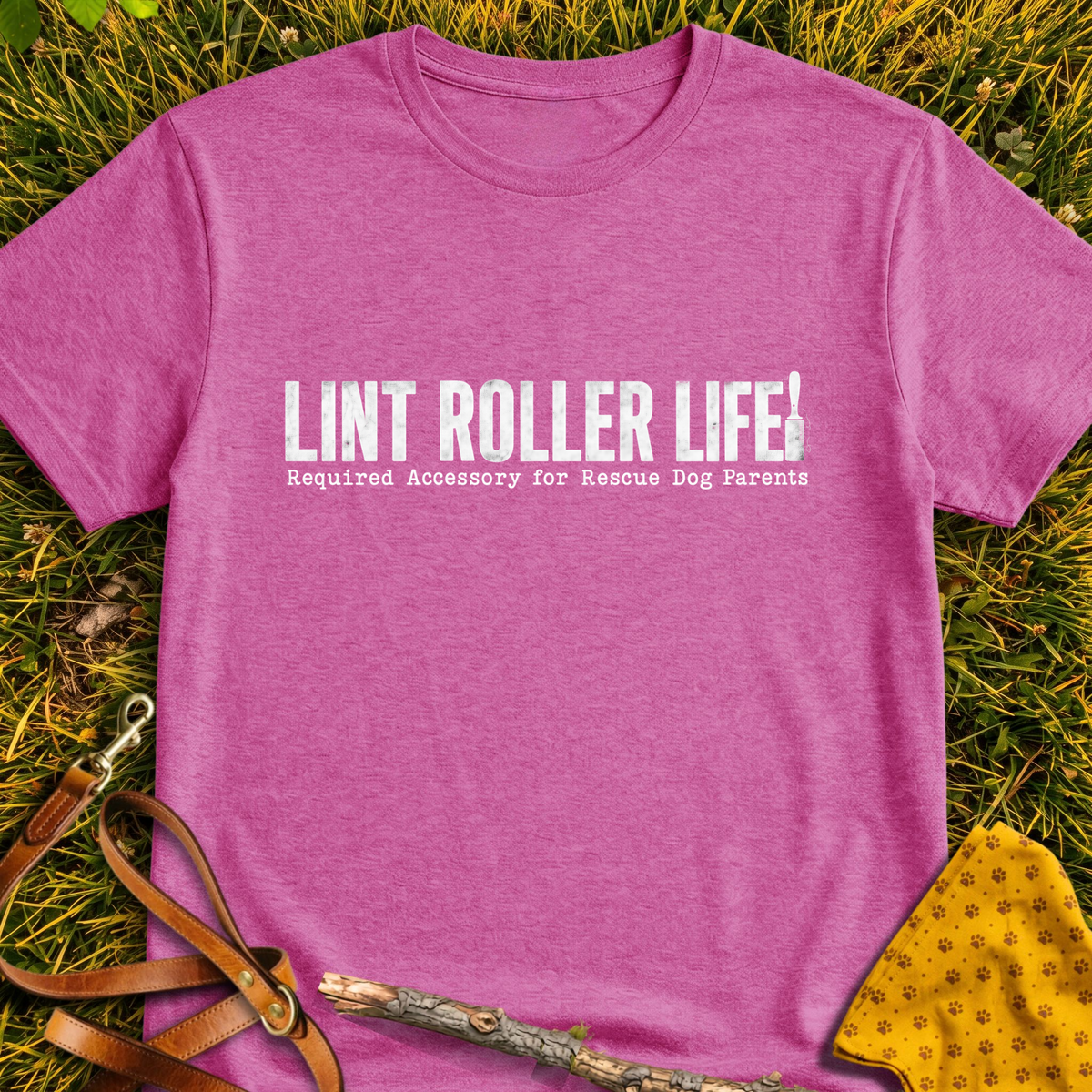 Lint Life T-shirt T-shirt in Heather Berry - Furever Mode rescue dog tee