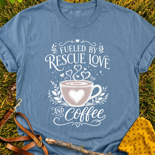 Love & Coffee T-shirt T-shirt in Indigo Blue - Furever Mode rescue dog tee