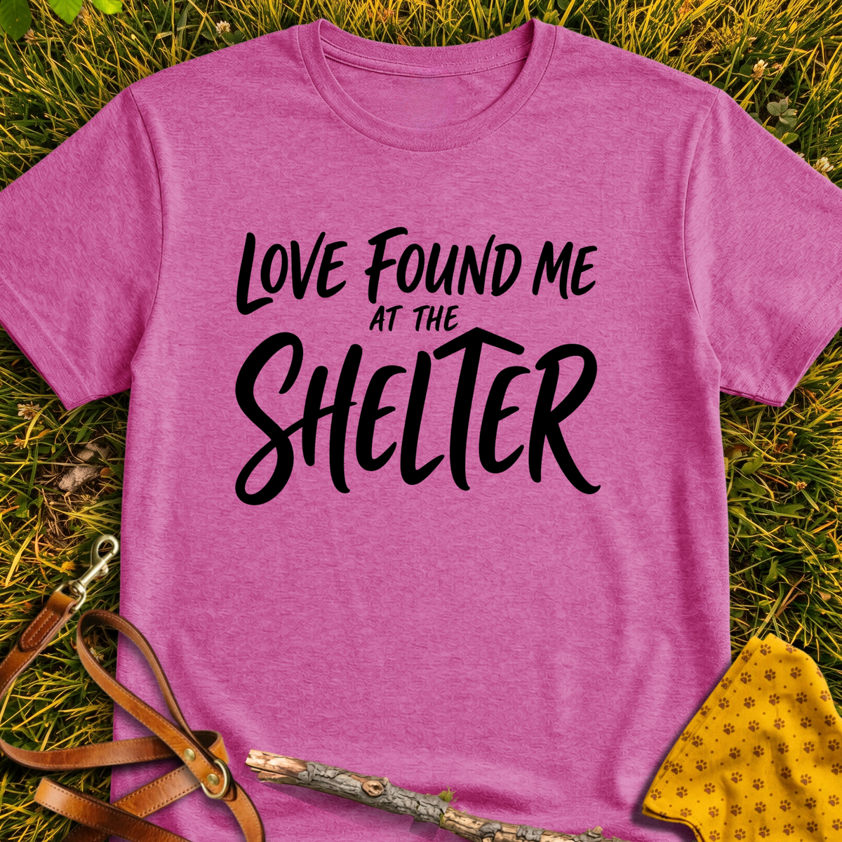 Love Found Me T-shirt T-shirt in Heather Berry - Furever Mode rescue dog tee