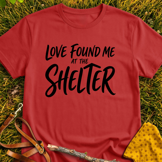 Love Found Me T-shirt T-shirt in Red - Furever Mode rescue dog tee