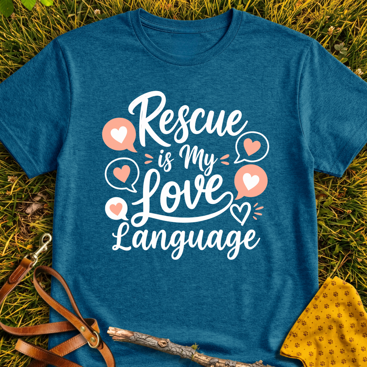Love Language T-shirt T-shirt in Antique Sapphire - Furever Mode rescue dog tee