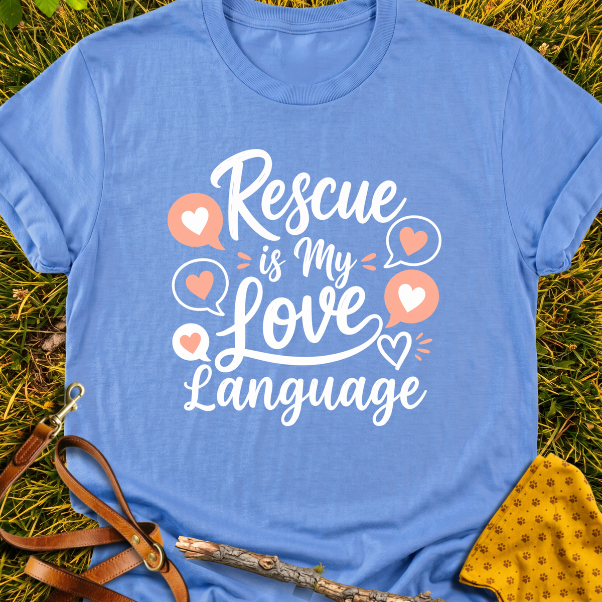Love Language T-shirt T-shirt in Carolina Blue - Furever Mode rescue dog tee
