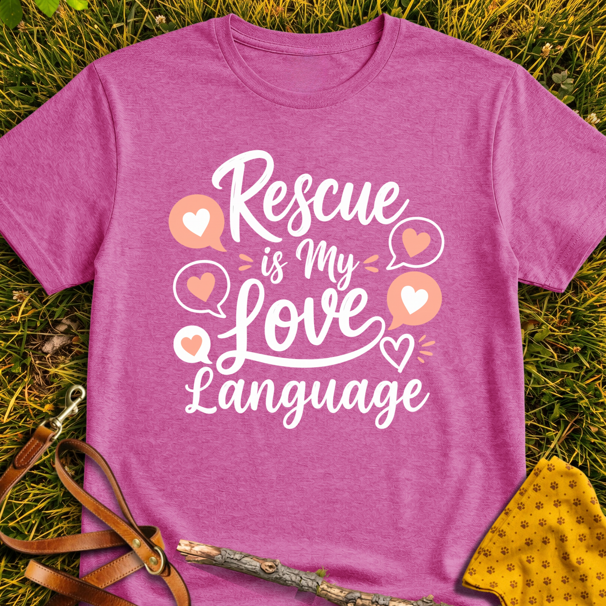 Love Language T-shirt T-shirt in Heather Berry - Furever Mode rescue dog tee