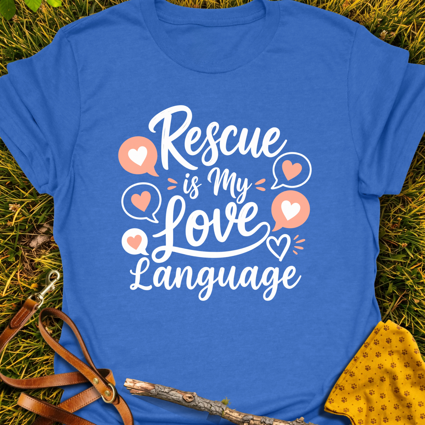 Love Language T-shirt T-shirt in Heather Royal - Furever Mode rescue dog tee