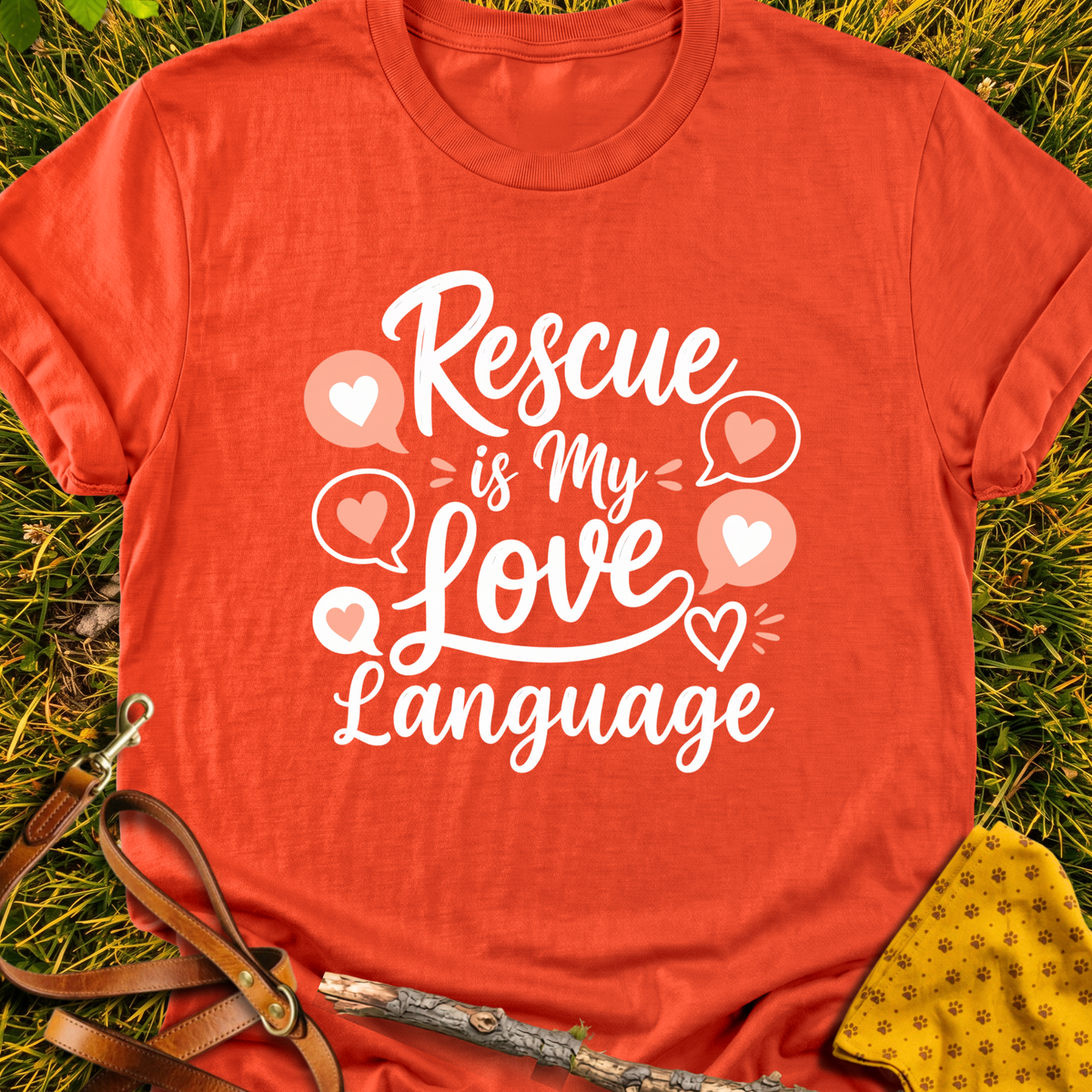 Love Language T-shirt T-shirt in Orange - Furever Mode rescue dog tee