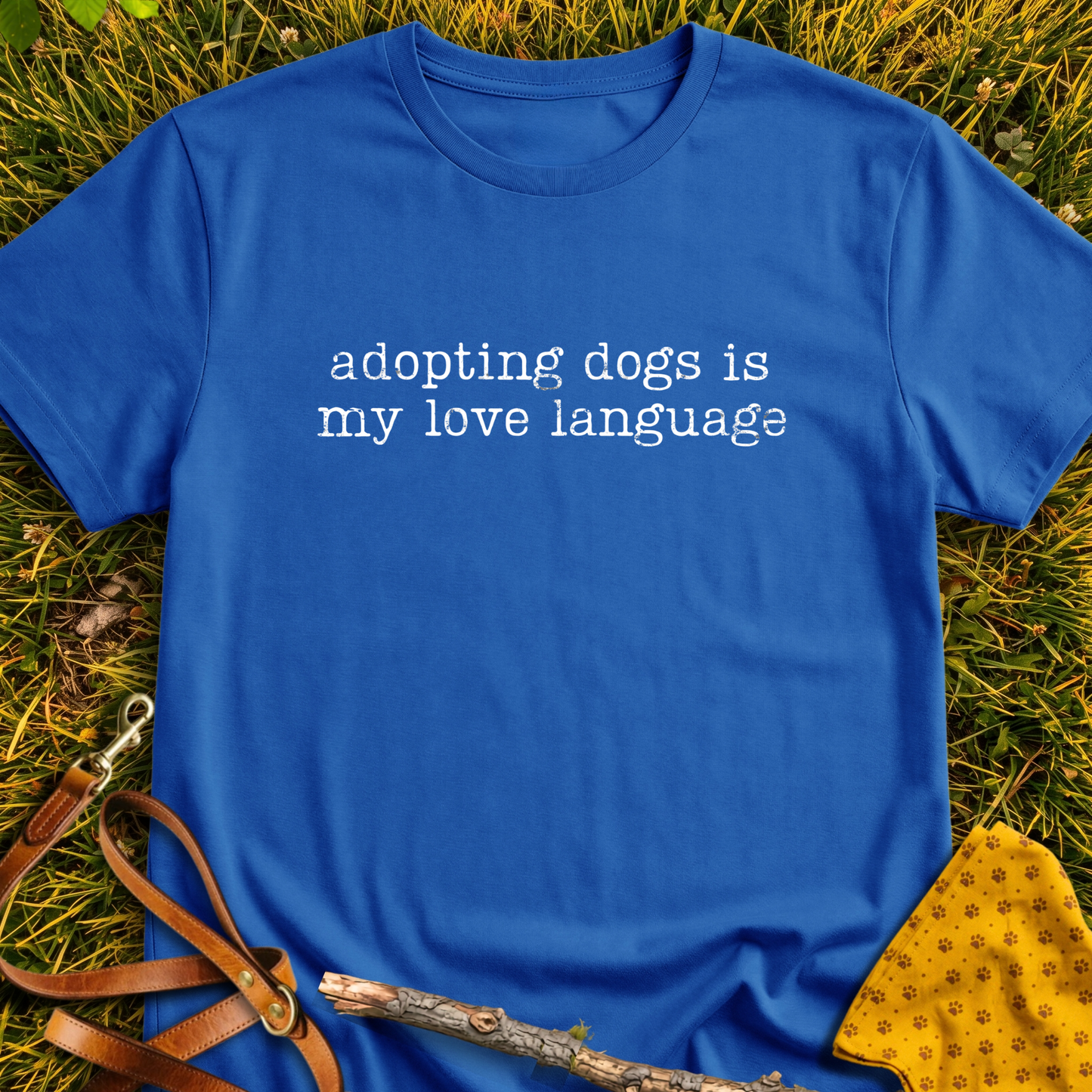 Love Language T-shirt T-shirt in Royal - Furever Mode rescue dog tee