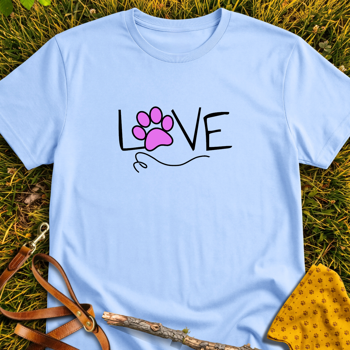 Love Pink Paw T-shirt T-shirt in Light Blue - Furever Mode rescue dog tee
