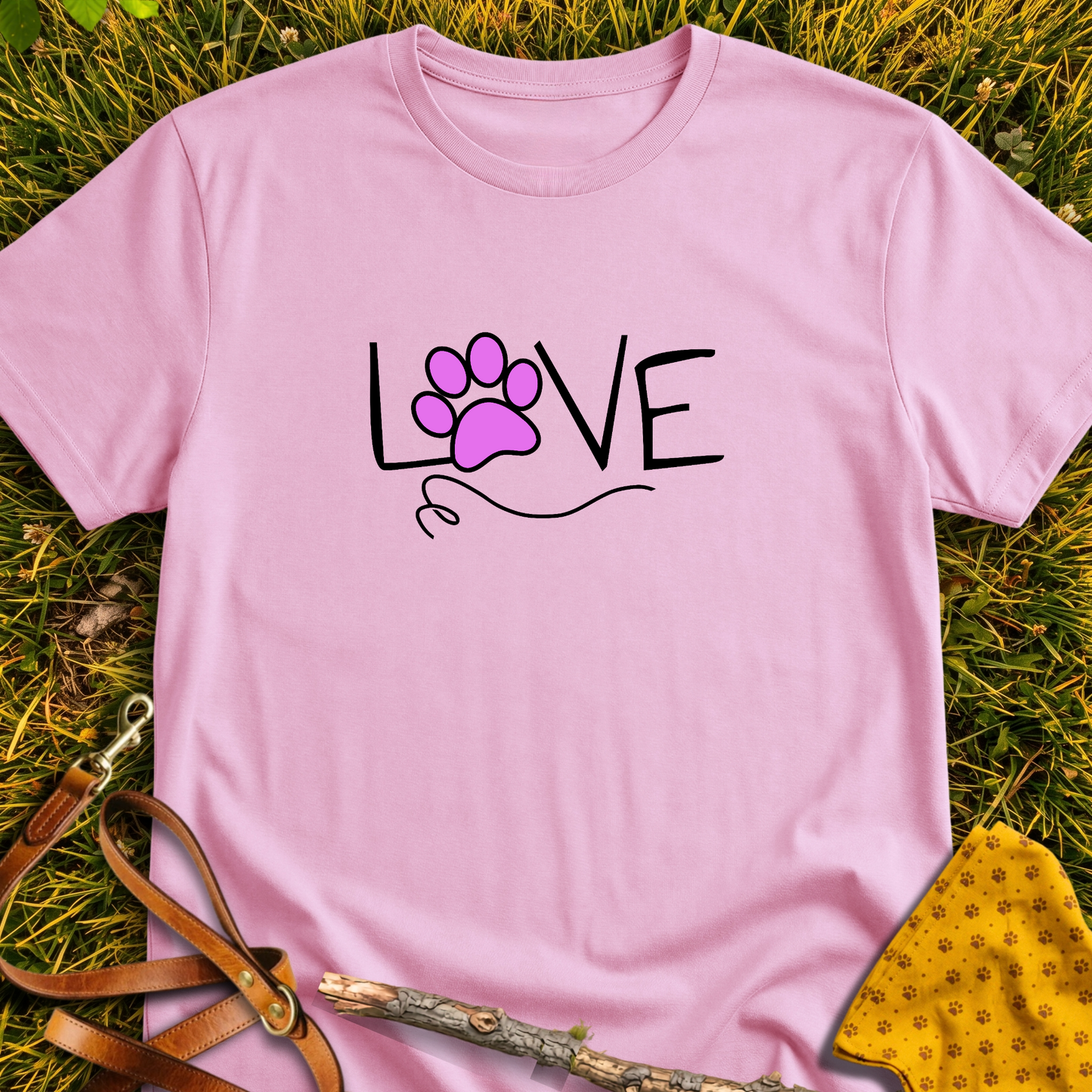 Love Pink Paw T-shirt T-shirt in Light Pink - Furever Mode rescue dog tee