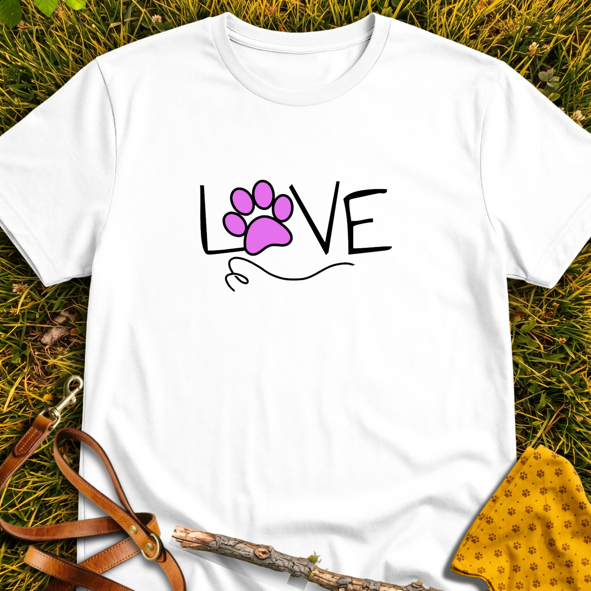 Love Pink Paw T-shirt T-shirt in White - Furever Mode rescue dog tee