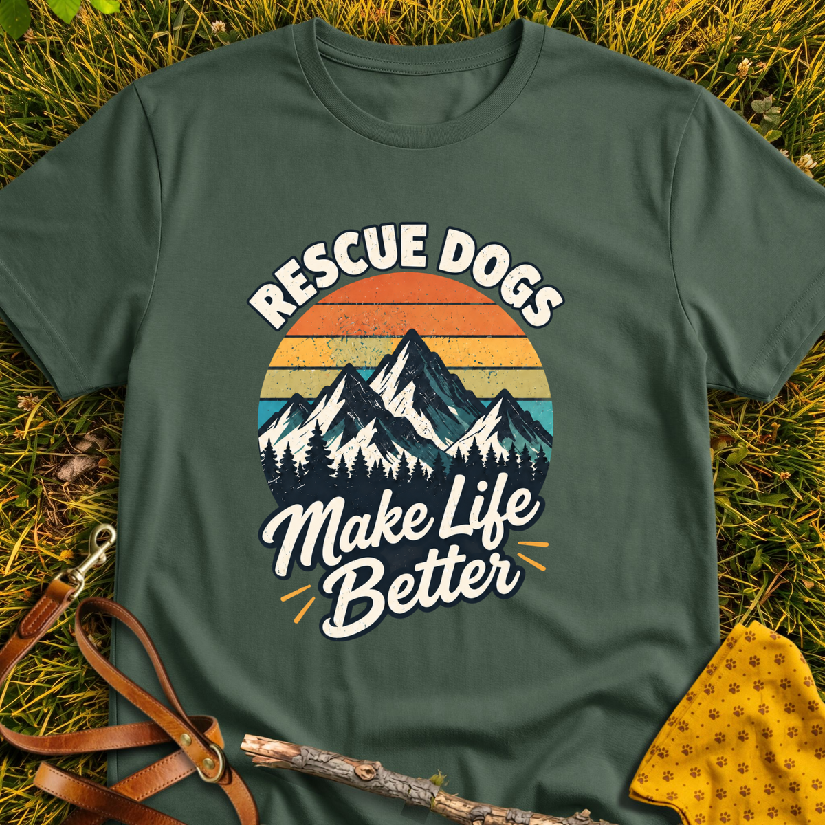 Make Life Better T-shirt T-shirt in Military Green - Furever Mode rescue dog tee