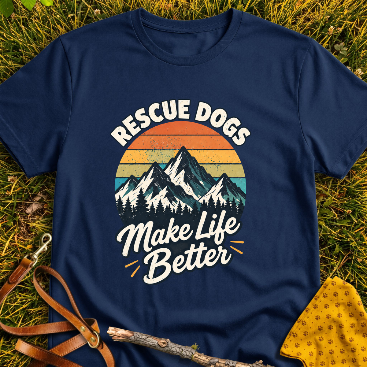 Make Life Better T-shirt T-shirt in Navy - Furever Mode rescue dog tee
