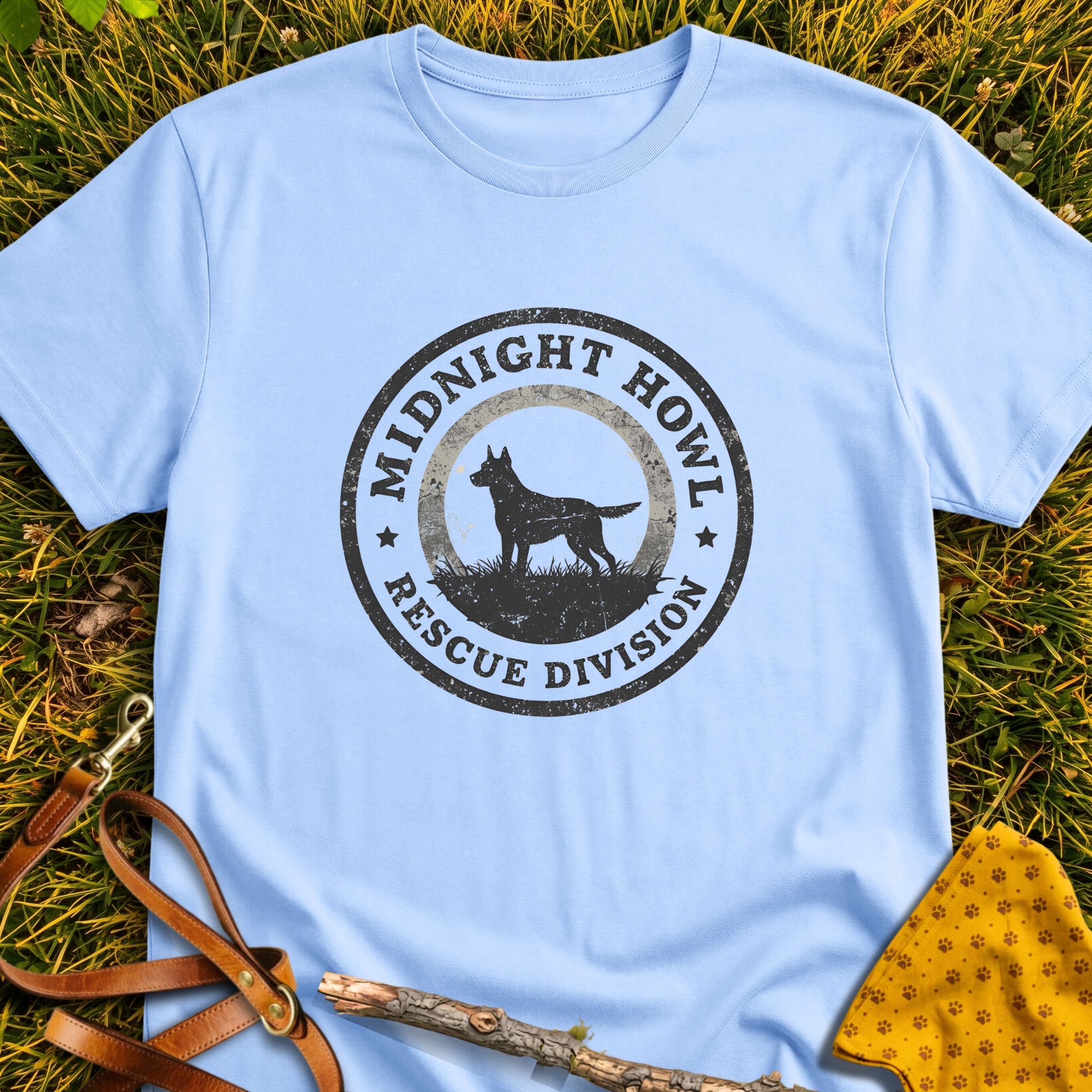 Midnight Howl T-shirt T-shirt in Light Blue - Furever Mode rescue dog tee