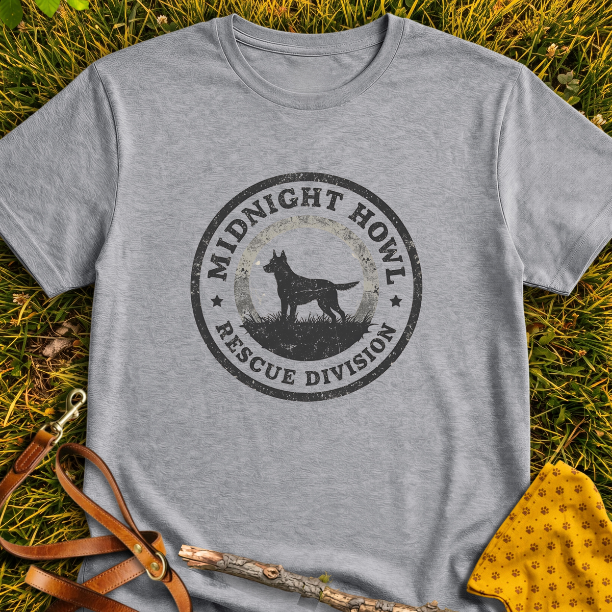 Midnight Howl T-shirt T-shirt in Sport Grey - Furever Mode rescue dog tee