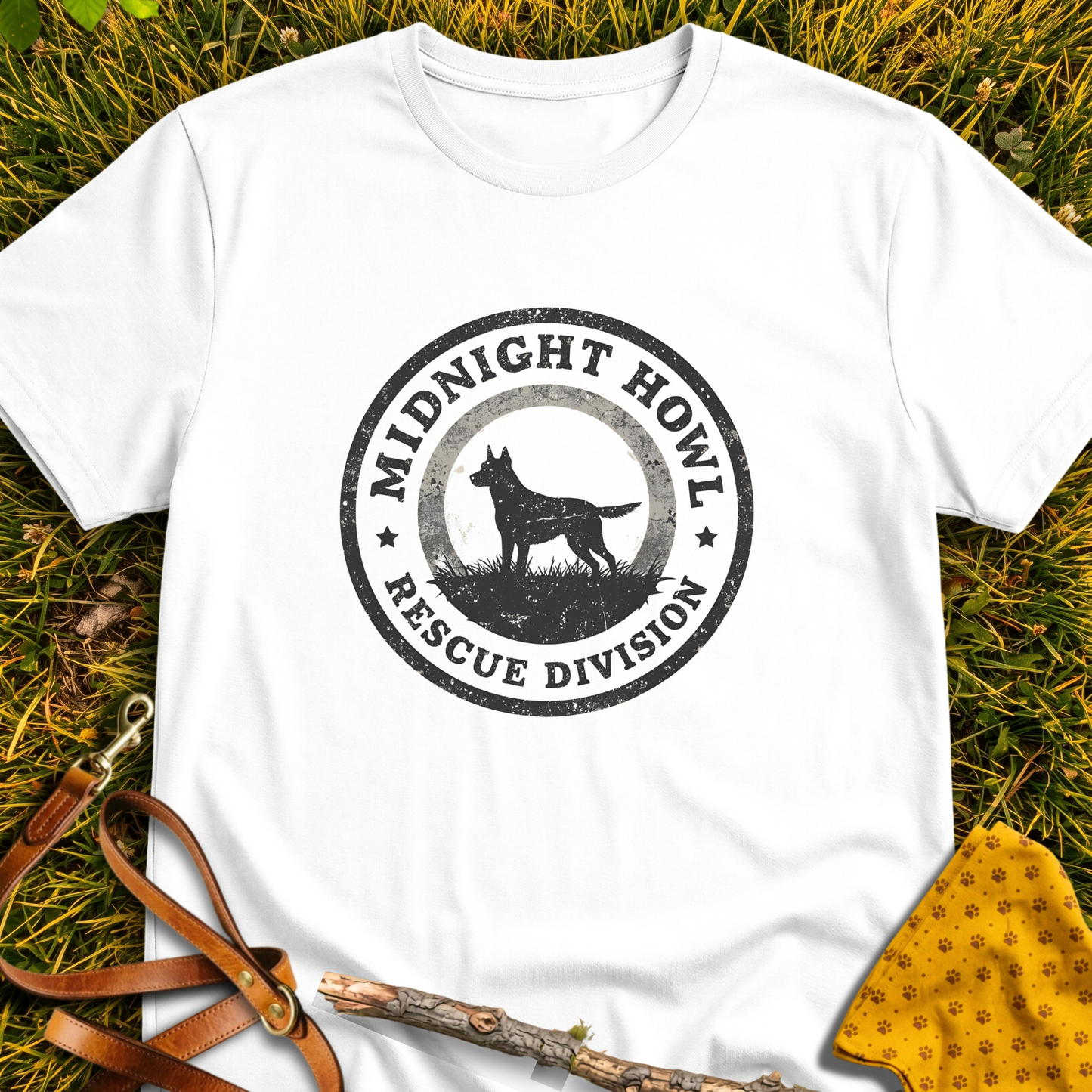 Midnight Howl T-shirt T-shirt in White - Furever Mode rescue dog tee