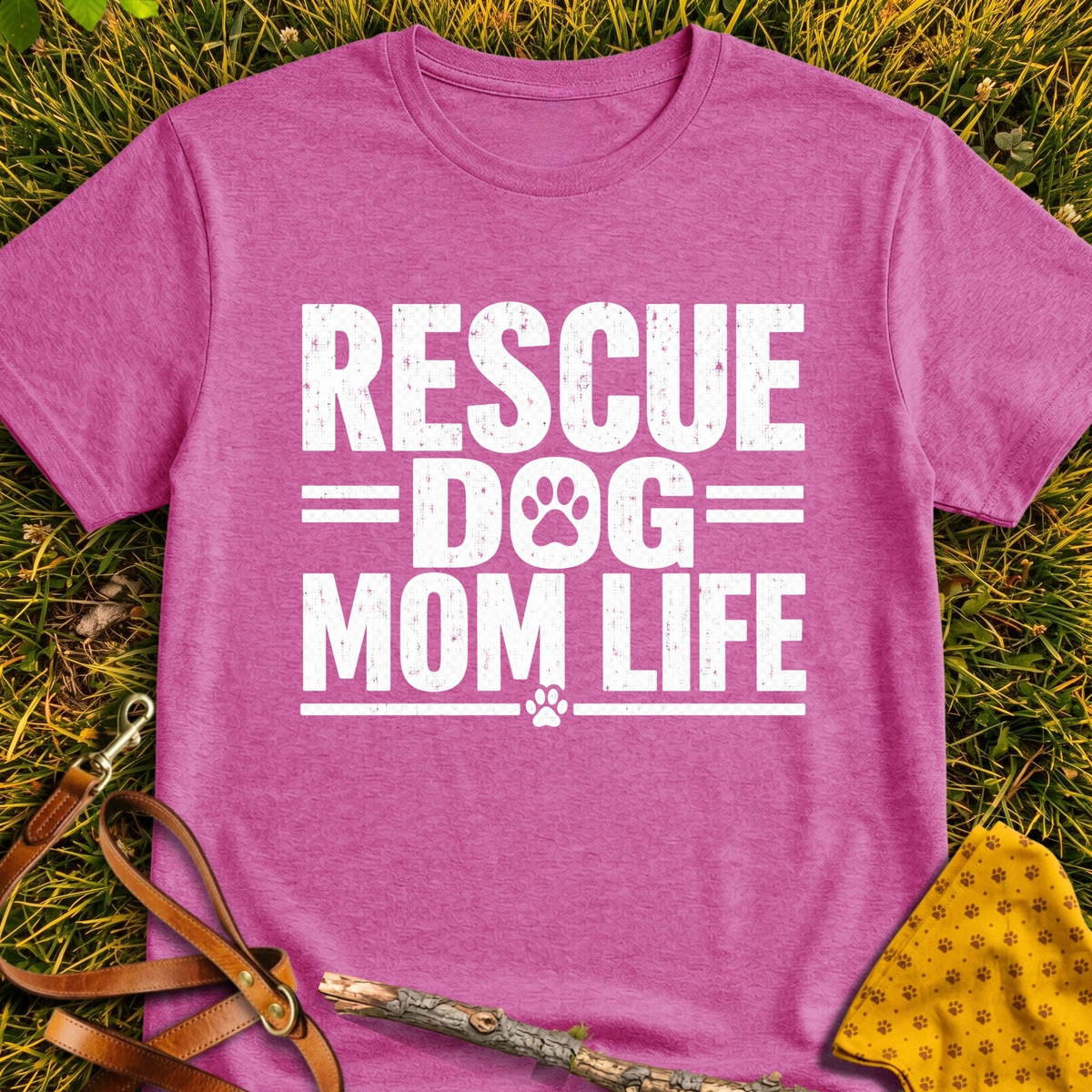 Mom Life T-shirt T-shirt in Heather Berry - Furever Mode rescue dog tee