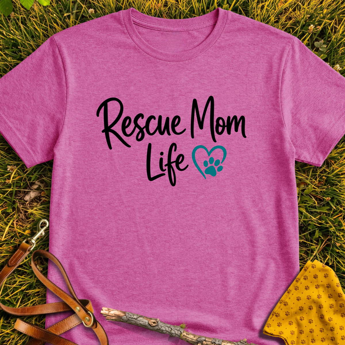 Mom Life T-shirt T-shirt in Heather Berry - Furever Mode rescue dog tee