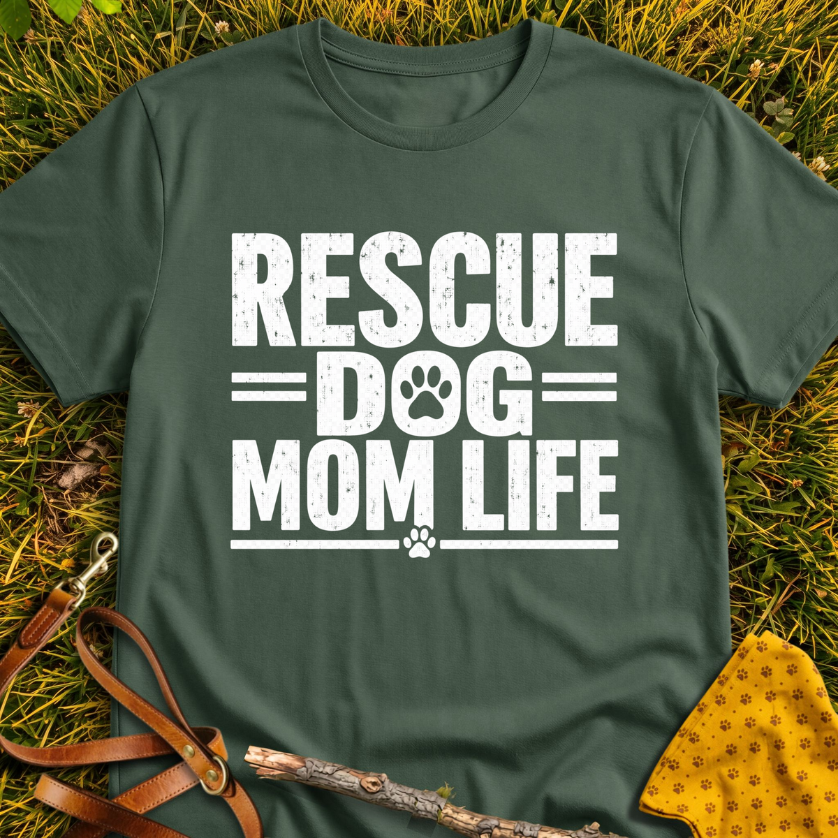 Mom Life T-shirt T-shirt in Military Green - Furever Mode rescue dog tee