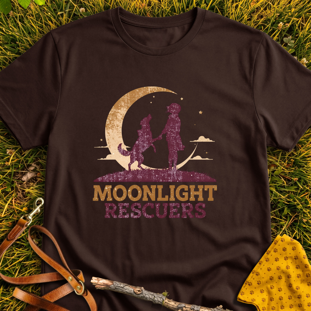 Moonlight Rescuers T-shirt T-shirt in Dark Chocolate - Furever Mode rescue dog tee