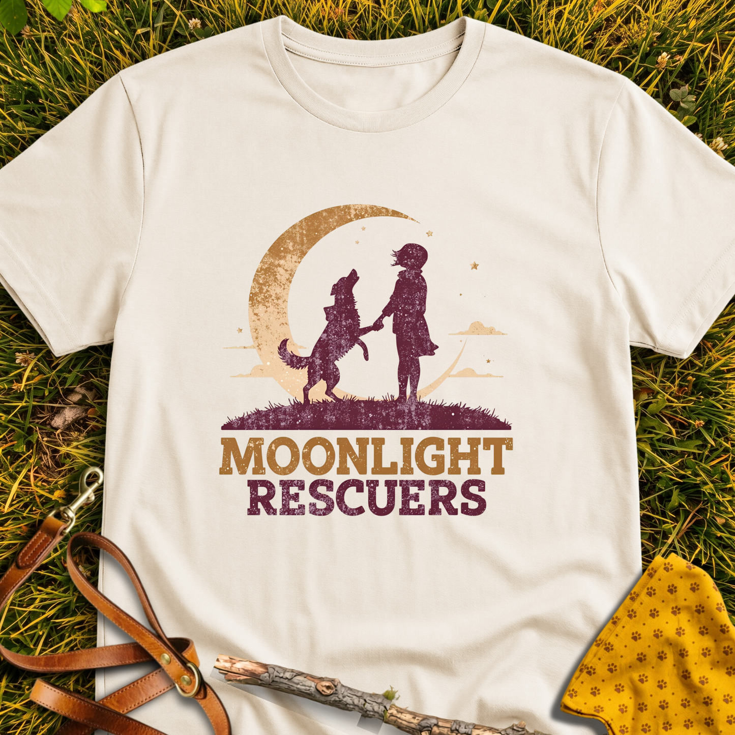 Moonlight Rescuers T-shirt T-shirt in Natural - Furever Mode rescue dog tee