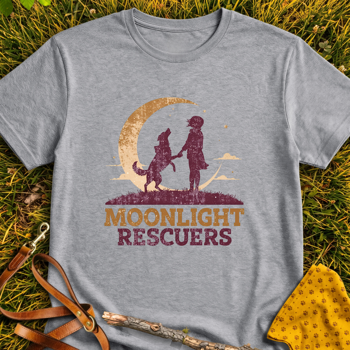 Moonlight Rescuers T-shirt T-shirt in Sport Grey - Furever Mode rescue dog tee