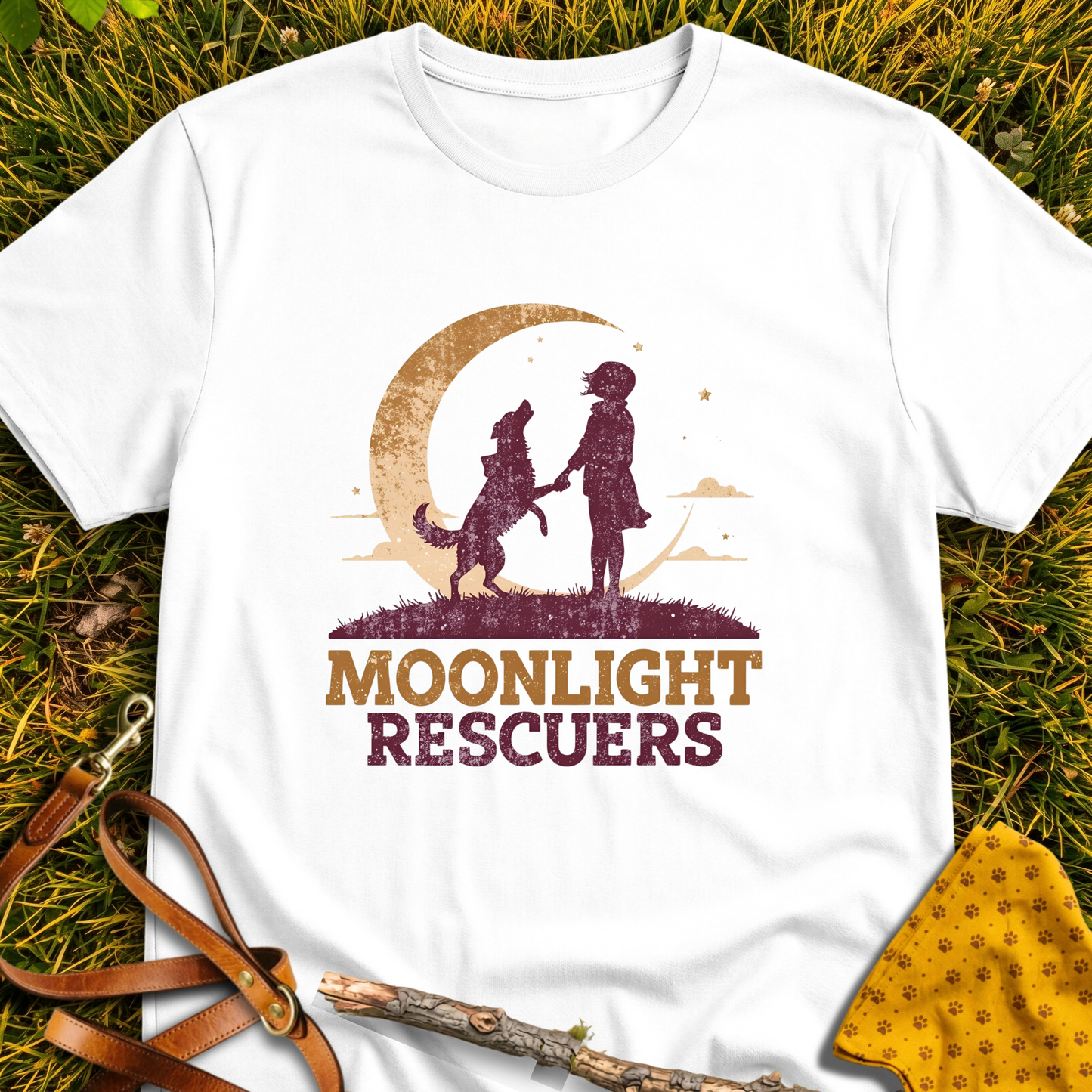 Moonlight Rescuers T-shirt T-shirt in White - Furever Mode rescue dog tee