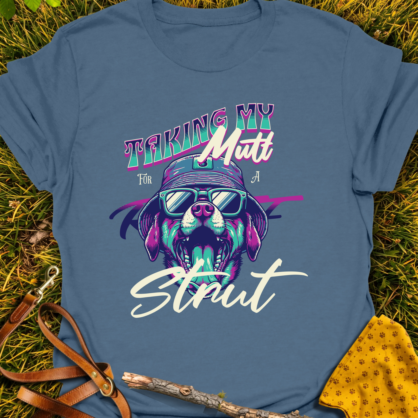 Mutt Strut T-shirt T-shirt in Indigo Blue - Furever Mode rescue dog tee