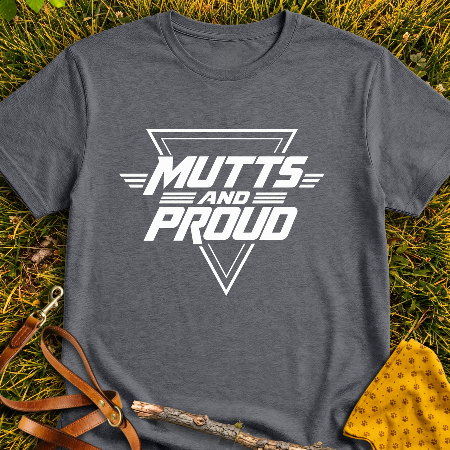 Mutts & Proud T-shirt T-shirt in Dark Heather - Furever Mode rescue dog tee