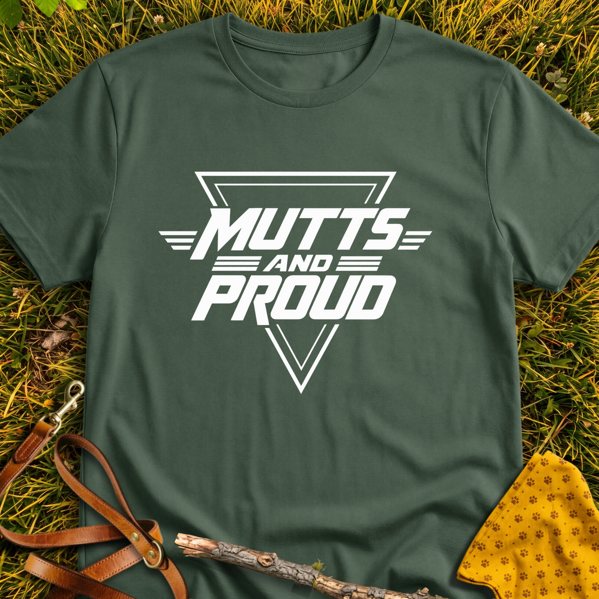 Mutts & Proud T-shirt T-shirt in Military Green - Furever Mode rescue dog tee