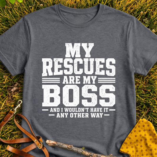 My Boss T-shirt T-shirt in Dark Heather - Furever Mode rescue dog tee