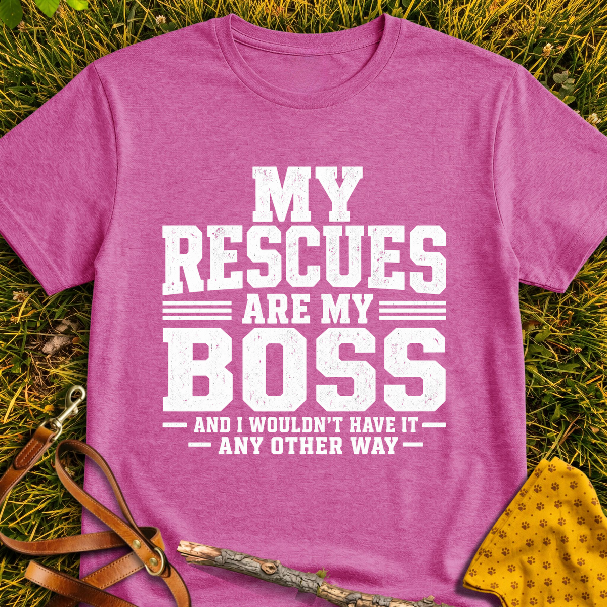 My Boss T-shirt T-shirt in Heather Berry - Furever Mode rescue dog tee