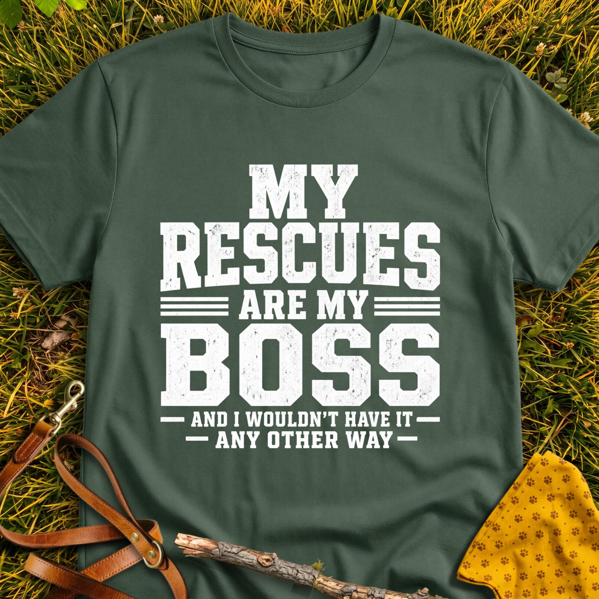 My Boss T-shirt T-shirt in Military Green - Furever Mode rescue dog tee